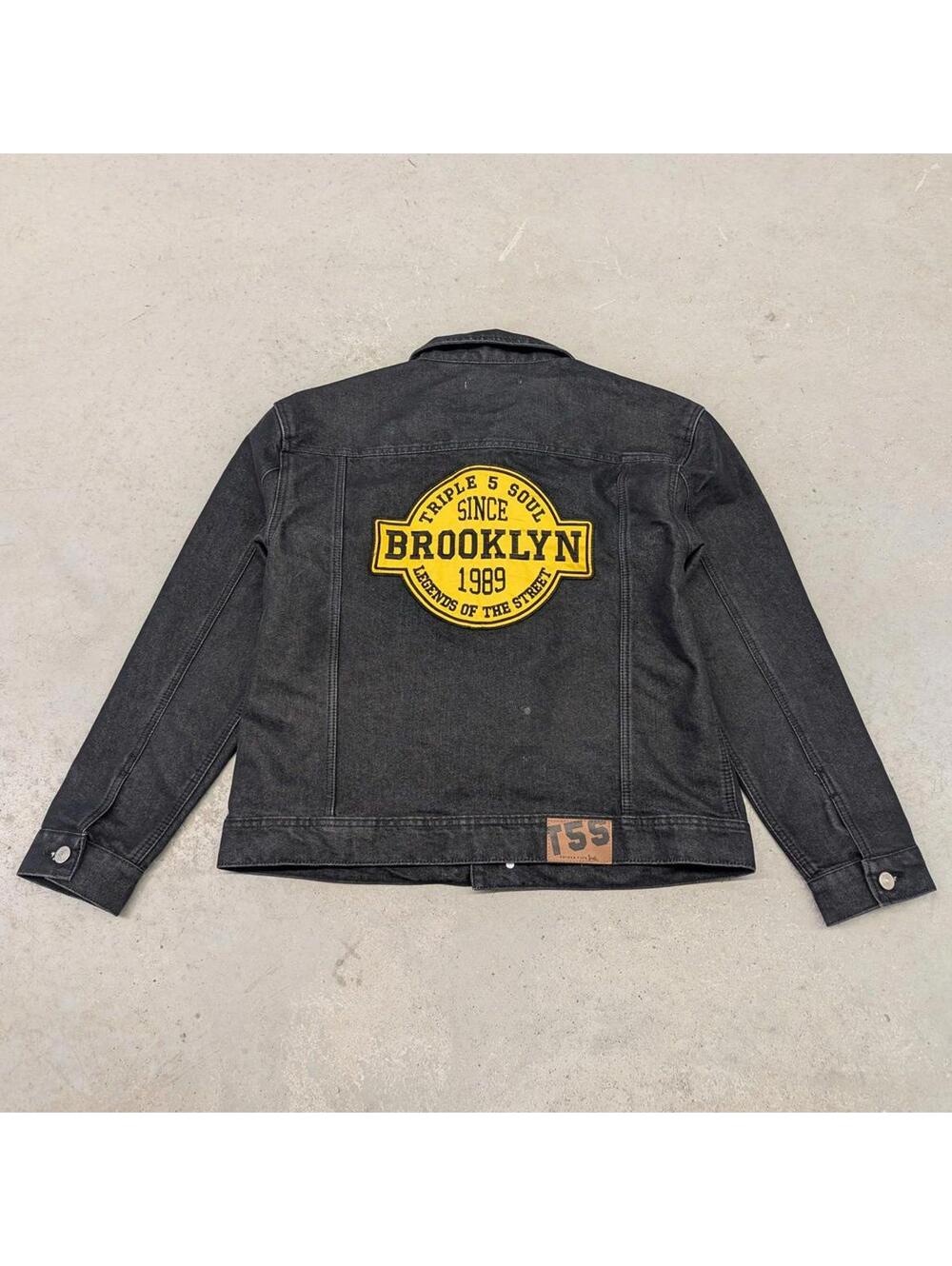 Y2K Triple Five Soul Brooklyn New York Black Denim Jacket